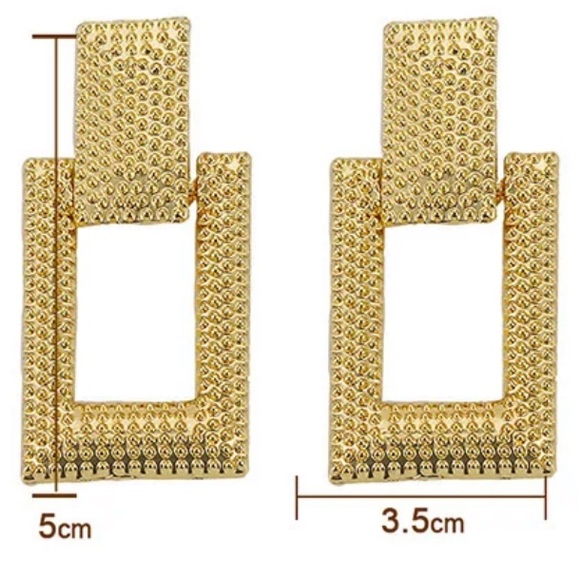 Dangle geometric Gold plated earrings - Picture 4 of 4